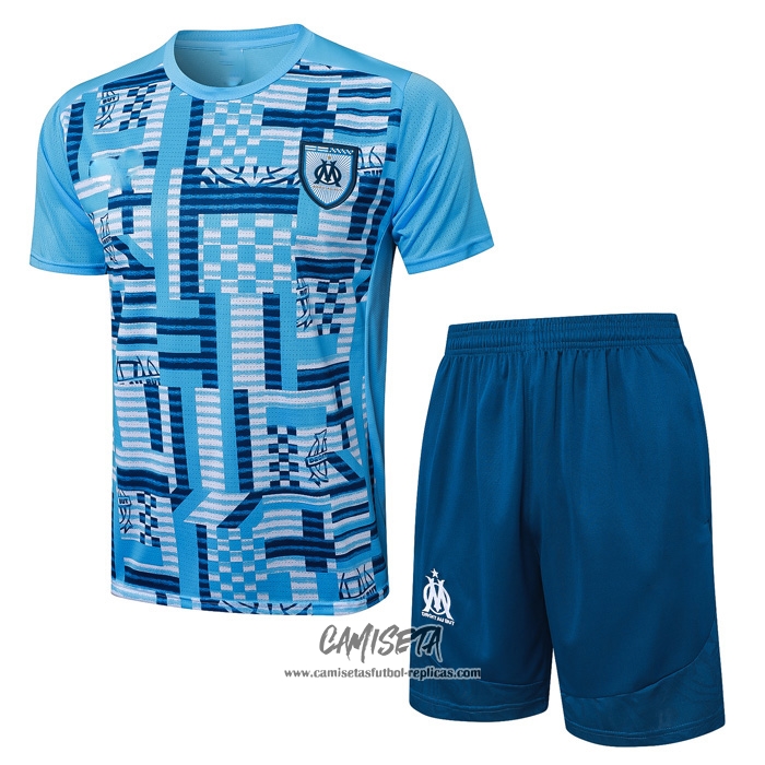 Chandal del Olympique Marsella 2024-2025 Manga Corta Azul - Pantalon Corto